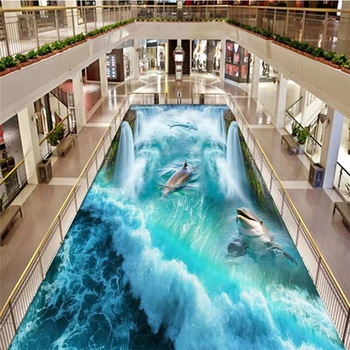 wellyu Delfinų Patenka HD 3D grindys fone užsakymą didelė freska pvc, atsparus vandeniui sutirštės dėvėti papel de parede