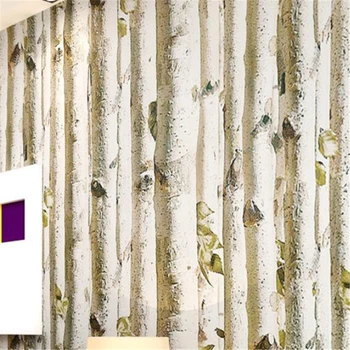 wellyu Modernus minimalistinio beržas miško kambarį vaizdo sienos popieriaus modeliavimas medienos medžių medienos neaustinių ekrano užsklanda