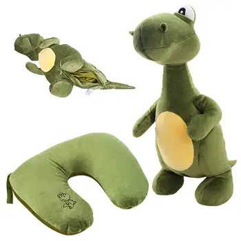 Įdaryti Dinozaurų Pliušinis Žaislas, Keičiamų U-formos Kaklo Dinozaurų Pliušinis Mesti Pagalvė Minkšta Žalia Pūkuotas Draugas Hugging Pagalvėlė